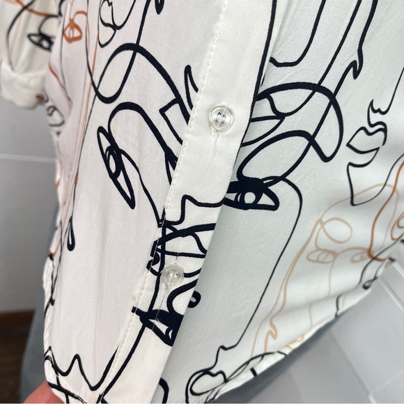 milk & honey Abstract Face Print Rayon Blouse - Picture 10 of 11